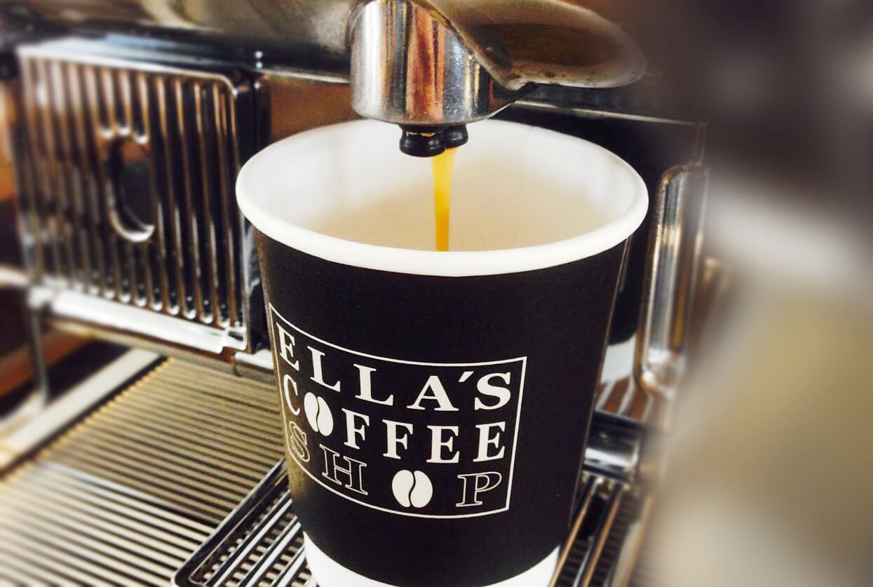 Ellas coffee shop cup with print